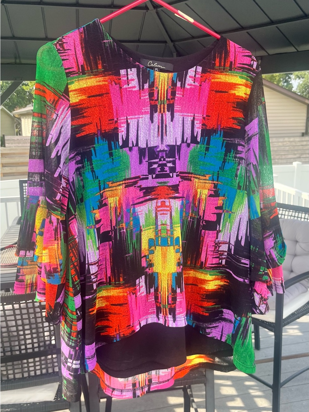 Colorful Abstract Print Women's Top by Calessa